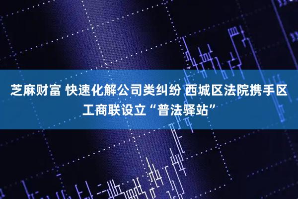 芝麻财富 快速化解公司类纠纷 西城区法院携手区工商联设立“普法驿站”
