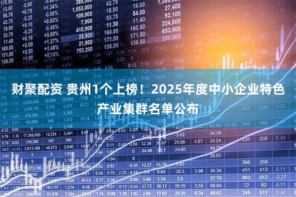 财聚配资 贵州1个上榜！2025年度中小企业特色产业集群名单公布