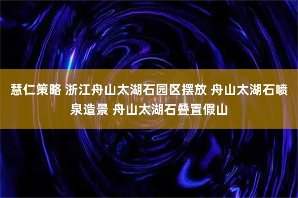 慧仁策略 浙江舟山太湖石园区摆放 舟山太湖石喷泉造景 舟山太湖石叠置假山