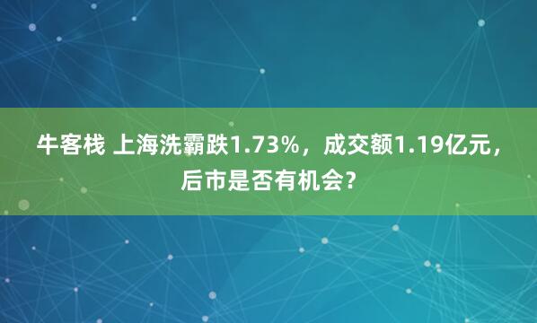 牛客栈 上海洗霸跌1.73%，成交额1.19亿元，后市是否有机会？