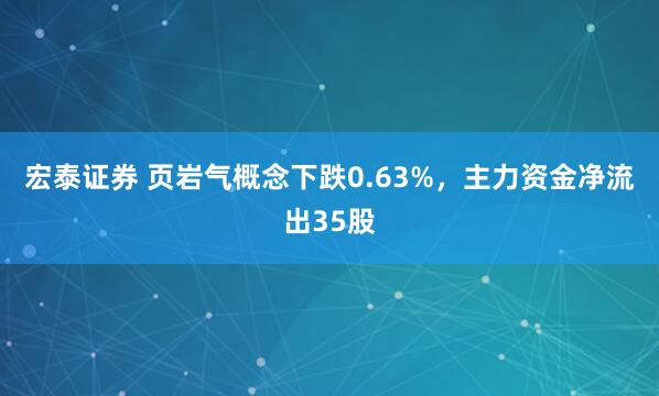 宏泰证券 页岩气概念下跌0.63%，主力资金净流出35股